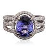 Image 1 : 14KT White Gold 2.60ct Tanzanite and Diamond Ring