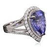 Image 2 : 18KT White Gold 10.19ct Tanzanite and Diamond Ring