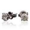 Image 2 : 14KT White Gold 1.39ctw Diamond Stud Earrings