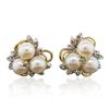 Image 1 : 14KT Two-Tone Gold Pearl and Diamond Earrings