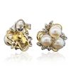 Image 2 : 14KT Two-Tone Gold Pearl and Diamond Earrings