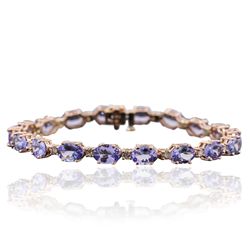 14KT Rose Gold 14.94ctw Tanzanite and Diamond Bracelet