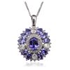 Image 1 : 14KT White Gold 9.54ctw Tanzanite and Diamond Pendant With Chain