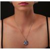 Image 3 : 14KT White Gold 9.54ctw Tanzanite and Diamond Pendant With Chain