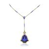 Image 3 : 14KT Yellow Gold Blue Guilloche Enamel Necklace