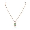 Image 2 : 14KT Rose Gold 0.91ct Emerald and Diamond Pendant With Chain