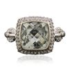 Image 1 : 14KT White Gold Aquamarine and Diamond Ring