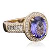 Image 2 : 14KT Yellow Gold 3.08ct Tanzanite and Diamond Ring