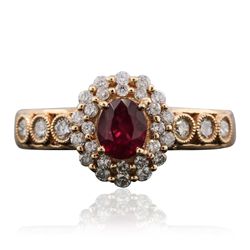 18KT Rose Gold 0.60ct Ruby and Diamond Ring