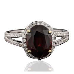 14KT White Gold 4.30ct Garnet and Diamond Ring