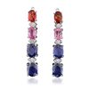 Image 1 : 14KT White Gold 6.72ctw Multi-Color Sapphire and Diamond Earrings