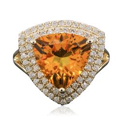 14KT Yellow Gold 4.28ct Citrine and Diamond Ring