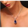 Image 1 : 18KT White Gold 36.63ct GIA Certified Tanzanite and Diamond Pendant With Chain