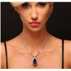 Image 2 : 18KT White Gold 36.63ct GIA Certified Tanzanite and Diamond Pendant With Chain