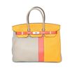 Image 1 : Authentic Vintage Hermes 35cm Birkin Bag in Dual Tone Yellow Togo Leather with Palladium Hardware