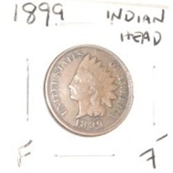 1899 INDIAN HEAD PENNY RED BOOK VALUE $7.00+ *NICE EARLY FINE GRADE*!! PENNY CAME OUT OF SAFE!!