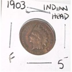 1903 INDIAN HEAD PENNY RED BOOK VALUE $5.00+ *NICE EARLY FINE GRADE*!! PENNY CAME OUT OF SAFE!!