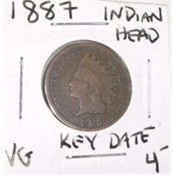 1887 *KEY DATE* INDIAN HEAD PENNY RED BOOK VALUE $4.00+ *NICE EARLY VERY GOOD GRADE*!!