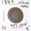 Image 1 : 1887 *KEY DATE* INDIAN HEAD PENNY RED BOOK VALUE $4.00+ *NICE EARLY VERY GOOD GRADE*!!