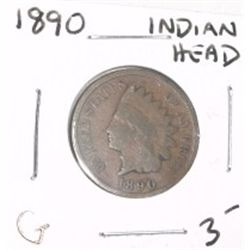 1890 INDIAN HEAD PENNY RED BOOK VALUE $3.00+ *NICE EARLY GOOD GRADE*!! PENNY CAME OUT OF SAFE!!