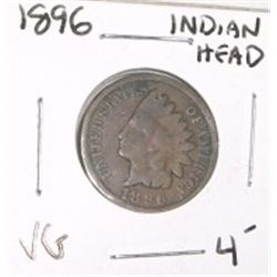 1896 INDIAN HEAD PENNY RED BOOK VALUE $4.00+ *NICE EARLY VERY GOOD GRADE*!! PENNY CAME OUT OF SAFE!!