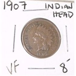 1907 INDIAN HEAD PENNY RED BOOK VALUE $8.00+ *NICE EARLY VERY FINE GRADE*!! PENNY CAME OUT OF SAFE!!