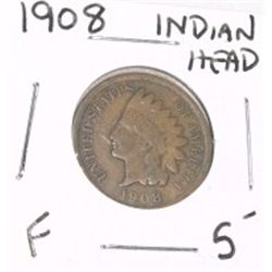 1908 INDIAN HEAD PENNY RED BOOK VALUE $5.00+ *NICE EARLY FINE GRADE*!! PENNY CAME OUT OF SAFE!!
