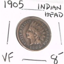 1905 INDIAN HEAD PENNY RED BOOK VALUE $8.00+ *NICE EARLY VERY FINE GRADE*!! PENNY CAME OUT OF SAFE!!