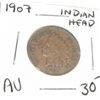 Image 1 : 1907 INDIAN HEAD PENNY RED BOOK VALUE $30.00+ *NICE EARLY AU HIGH GRADE*!! PENNY CAME OUT OF SAFE!!