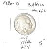 Image 1 : 1938-D *LAST YEAR-KEY DATE* BUFFALO NICKEL RED BOOK VALUE $5.00+ *NICE EARLY VERY FINE GRADE*!!