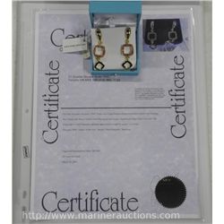 Pair of Ladies Designer &quot;MM&quot; Swarovski Element Drop Graduated Cushion Style Earrings. SRV: