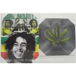Lot 2 Bob Marley &amp; flower 3D Wall Plaques