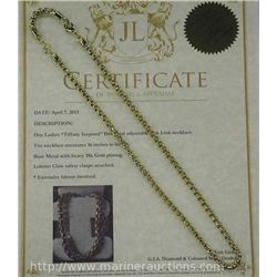18kt GP Box Link Necklace. Fully Certified.