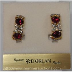 Dorlan Half Moon Designer Earrings set in 24kt Gold Plate w. Swarovski Elements