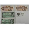 Image 1 : Lot of 4 Banknotes w/ 2 CAN Dollars. Includes (2) $2, (2) $1 and 2 CAN Loose Dollars. Mixed Years.