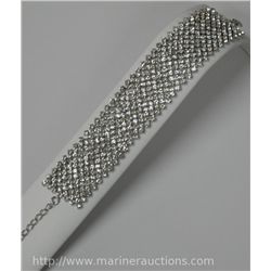 Wide Flex Bracelet w/ Swarovski Elements By Jean Lattelle. Approximately 6 inches w/ 3 inch Extensio