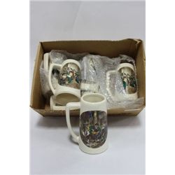 6PC. LARGE WHITE SCENIC STEINS SET