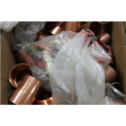 BOX OF BRASS PIPE FITTINGS