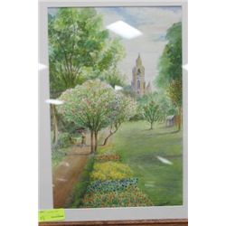 LIA AULBACH FRAMED WATER COLOUR PARK SCENE