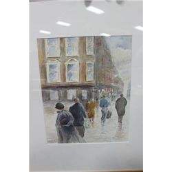 LIA AULBACH FRAMED WATER COLOUR CITY SCENE