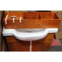 WOOD FLOATING BATHROOM VANITY W MEDICINE CABINET