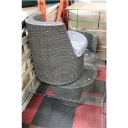 NEW GLASS TOP PATIO SIDETABLE W 2 SIDE CHAIRS