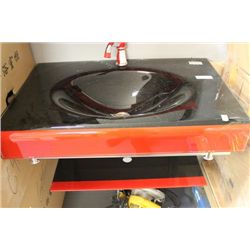 NEW BLACK AND RED GLASS  FLOATING BATHROOM VANITY