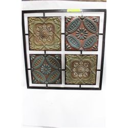 DECORATIVE METAL W/ SQUARES WALL HANGING 25" X 25"