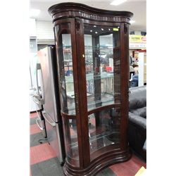 WOOD KIDNEY BEAN SHAPED 7' CURIO CABINET