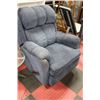 Image 1 : BLUE FABRIC RECLINING SOFA CHAIR