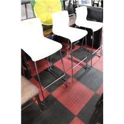 SET OF 3 WHITE AND CHROME BAR STOOLS