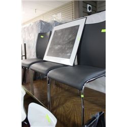 SET OF 3 SHOWHOME GREY LEATHERETTE AND CHROME