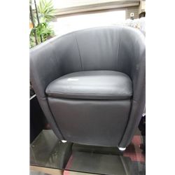 SHOWHOME BLACK LEATHERETTE TUB CHAIR