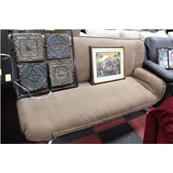 BROWN SUEDE DUO COUCH / DAVENPORT